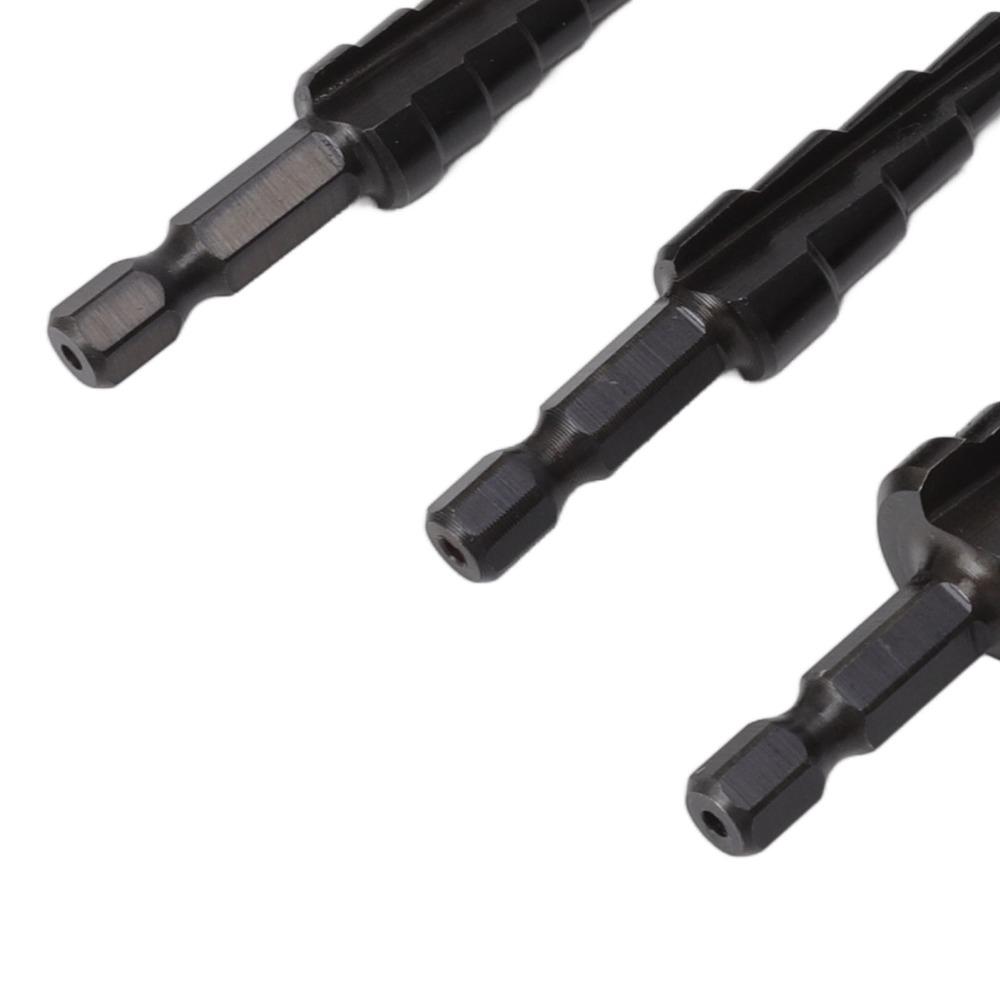 3pcs Precision Step Drill Bit Set Hex Shank Bearing Steel Step Drill Bit  Home Improvement
