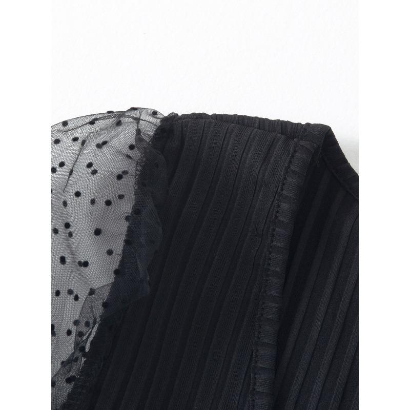 Женский летний однотонный топ с U-образным вырезом и сетчатыми рукавами в стиле пэчворк