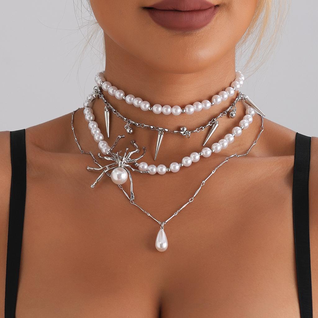 Ожерелье Dark Spider Heavy Industries, многослойное колье в стиле гот-панк, винтажная цепочка на ключицу