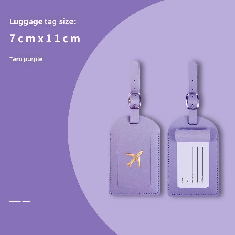"PU Leather Luggage Tag & Passport Cover Set with Cross-Border Airplane Design"