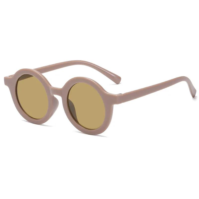New Fashion Round Frame Candy Colored Sunglasses for Baby Retro Solid Color Uv Protection Round Convenience Glasses for Children