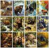 Full Square/round Diamond Painting Brown Bear Home Decor Embroidery Mosaic Animal Forset Cross Stitch Wall Sticker
