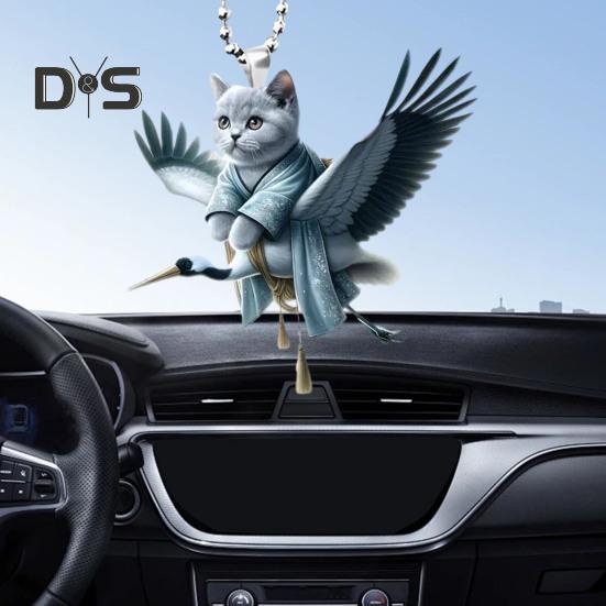 Рождественский акриловый кулон в виде кошки на автомобиль с ремешком на шнурке, милый брелок для ключей на рюкзак, подвесное украшение для зеркала автомобиля