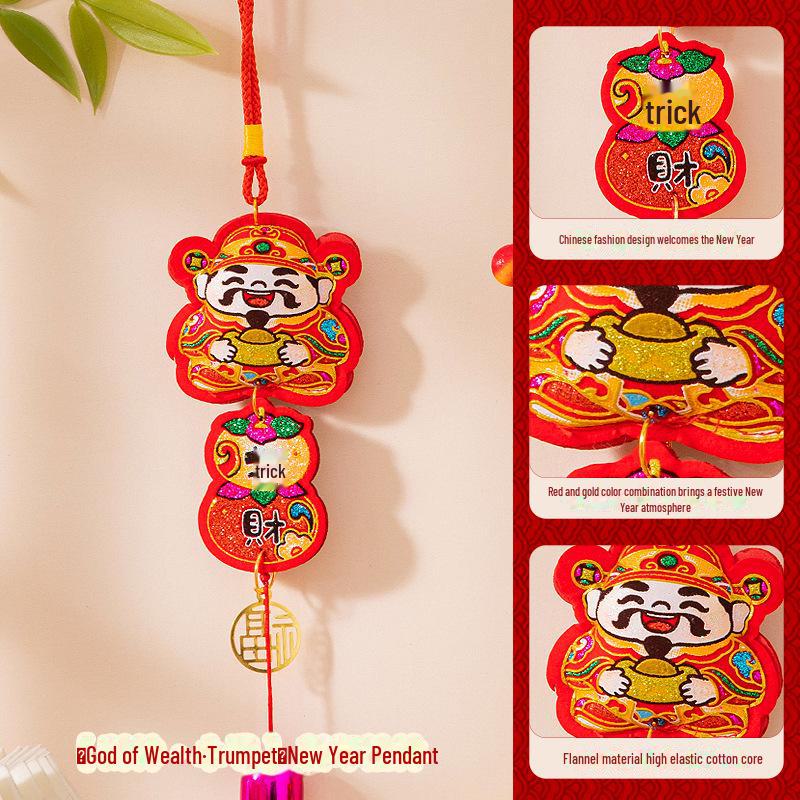 Подвеска к празднику весны 2025 года - год Змеи - колокольчик ветра бога богатства Фу для новогоднего украшения гостиной.