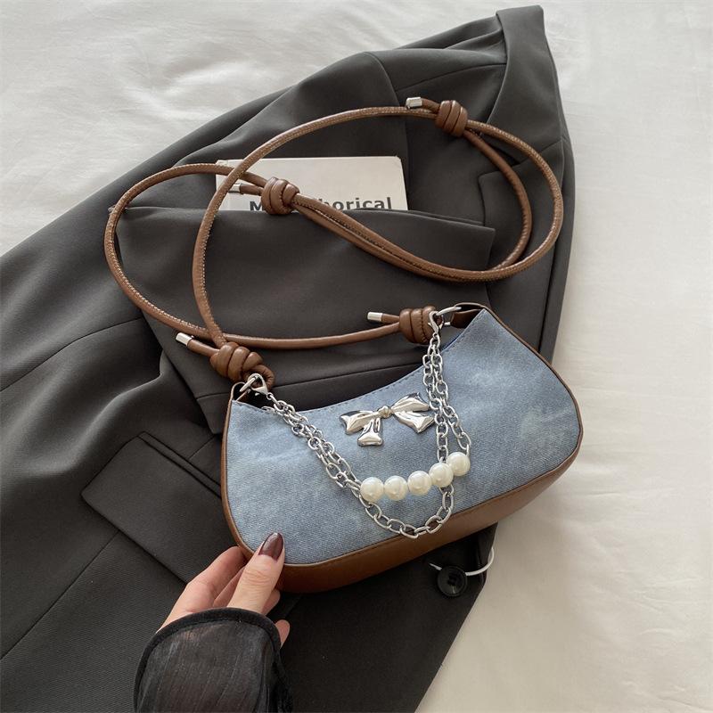 Ретро модная сумка-пельмень женская осенняя простая универсальная сумка через плечо Niche Bow Chain Messenger Bag