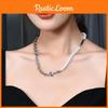 Fashionable Pearl Embedded Heart Necklace For Women Unique Titanium Steel Jewelry