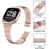 Stylish Stainless Steel Wrist Strap with Double Buckle Side Textured Band Smart Watch Accessory for Fitbit Versa/Versa 2/Versa Lite/Versa SE