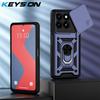 KEYSION Shockproof Armor Case for ZTE Blade A55 A35 Silicone+PC Slide Camera Protection Ring Stand Phone Cover for Blade A35 A55