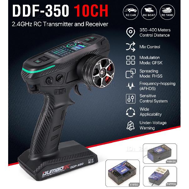 DUMBORC DDF-350 10CH Transmitter 2.4G 10Channel Remote Controller P4FM P6F P6DCG X10F Gyro Receiver for RC Car Plane Boat Wltoy