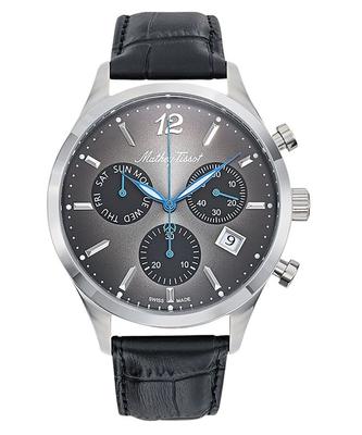 Мужские часы Urban Chrono с кожаным ремешком и черным циферблатом, кварцевые, H411CHALN
