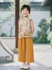 Летний ханьфу для девочек 2025: Новый топ в китайском национальном стиле и брюки широкого кроя, детский костюм-двойка.