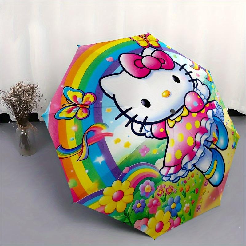 1pc Hello Kitty Rainbow Garden Umbrella with Plastic Handle,Suitable for All Seasons Home Travel Outdoor UmbrellaSanlio420