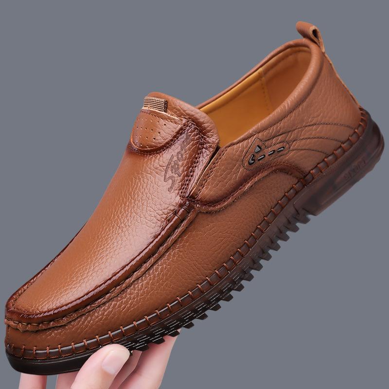 Fashion Men's Walking Shoes Genuine Leather Outdoor Driving Shoes Light Antiskid Casual Leather Oxford Shoes Business Loafers