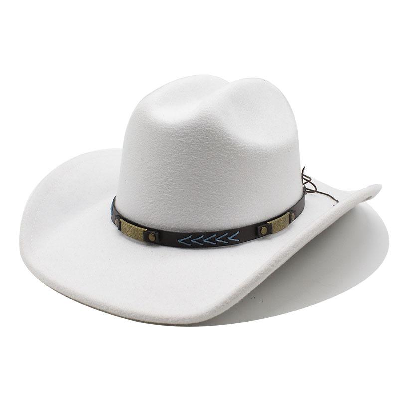 Wind Western Big Cowboy Hat Rivet Woolen Hat Men And Women Big Eaves Outdoor Outing Mountaineering Tibetan Top Hat