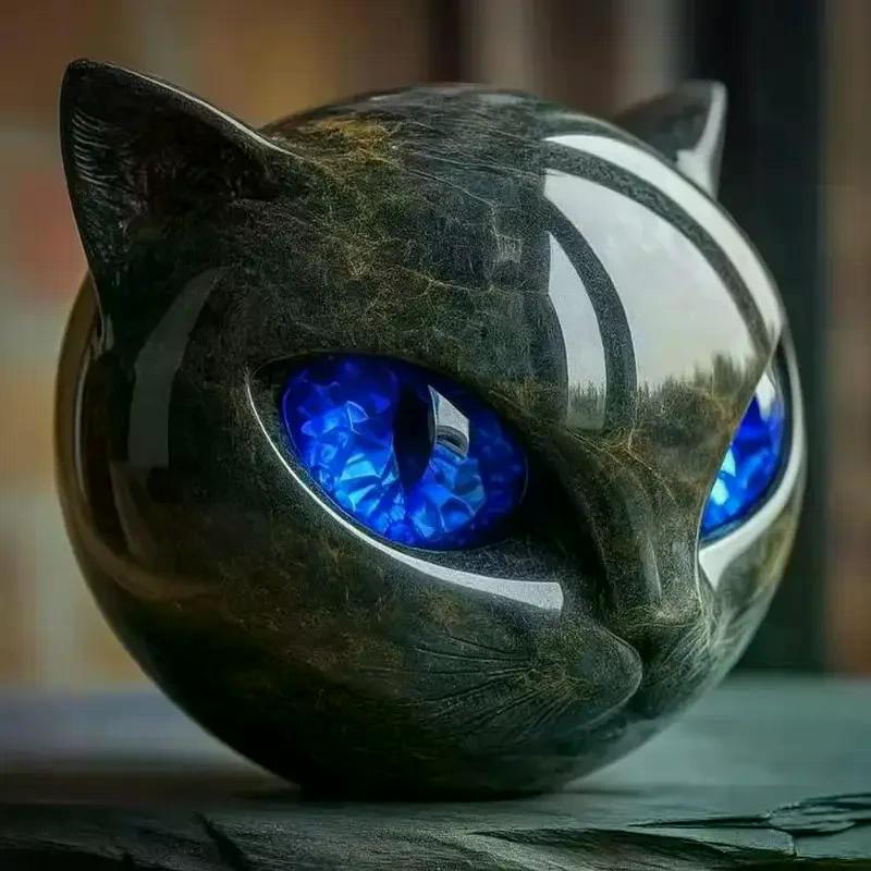Хэллоуин Черная Кошка Каменная Фигурка Скульптура Текстура Кошка Камень Смола Украшение Кошка Статуя Домашний Офис Декор Книжной Полки Поделка