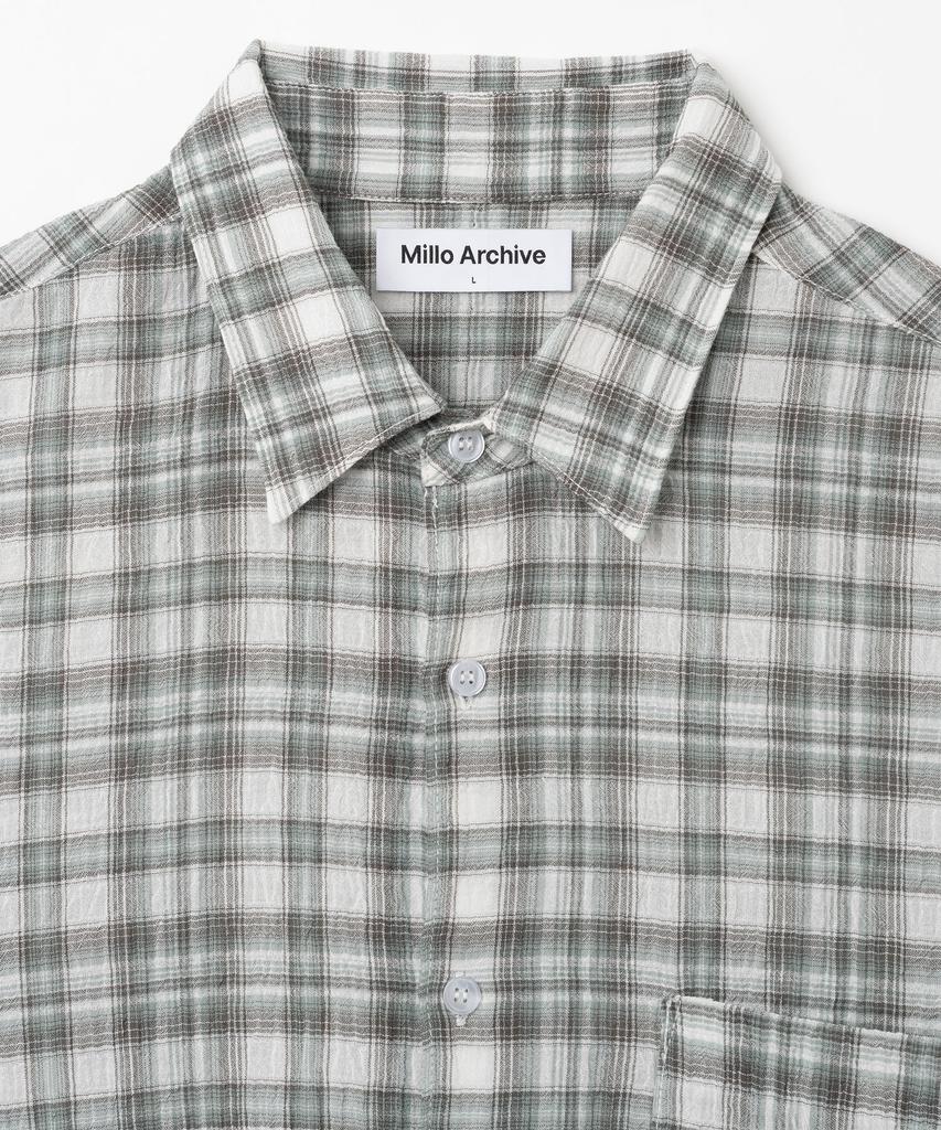 MILLO ARCHIVE Ombre Check Half Shirt [Grayish Green]