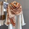 Дизайнерский цветочный принтованный кашемировый шарф для женщин, зимние пашминовые шали и накидки, толстые теплые палантины-буфанда, роскошное одеяло