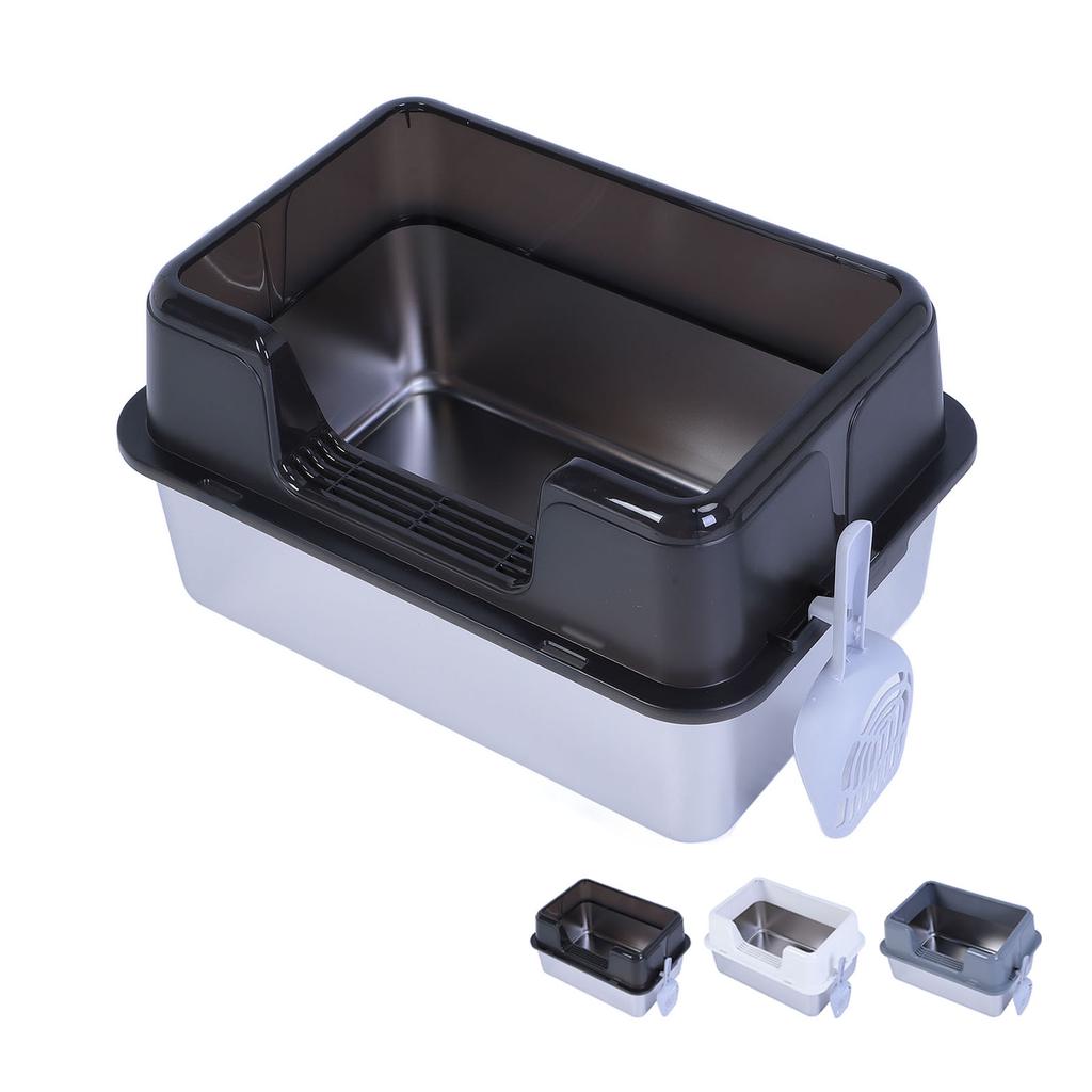 Металлический лоток для кошачьего туалета из нержавеющей стали 20 л, легко моется, не разбрызгивается, высокий бортик, большой лоток для кошачьего туалета