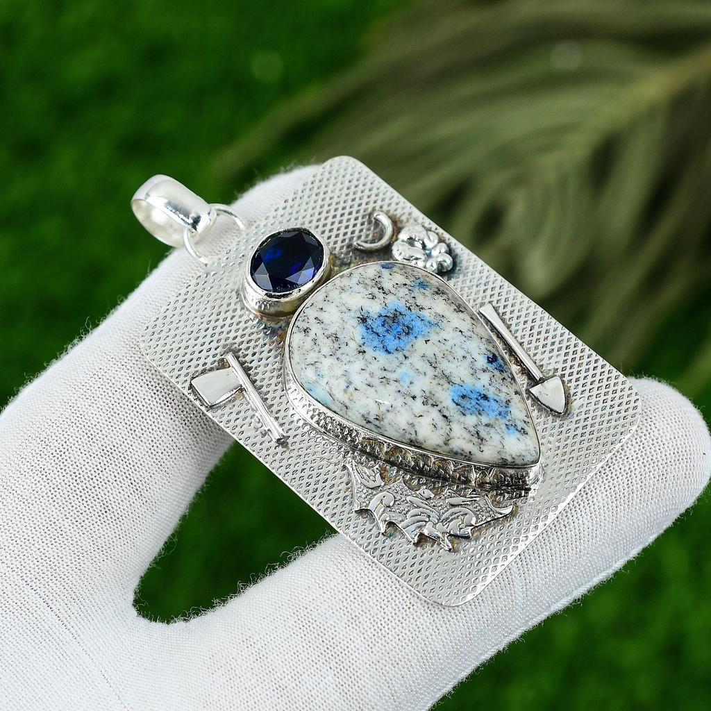 Натуральный кулон из яшмы K2, серебро 925 пробы, индийские украшения для девушек