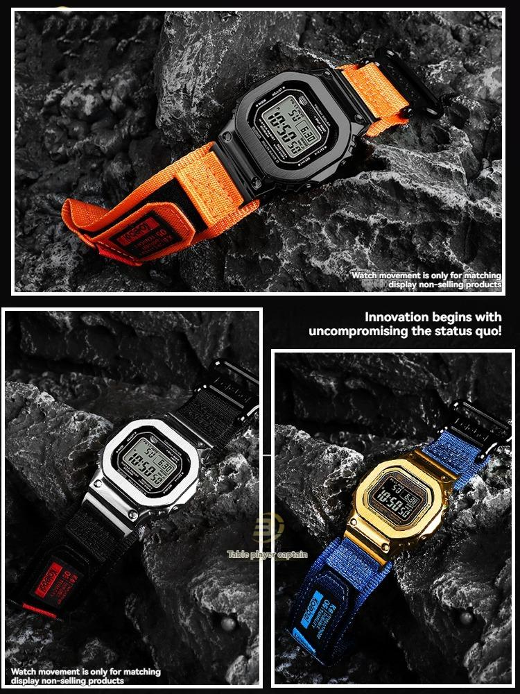 Сменный нейлоновый холщовый ремешок для Casio G-Shock GMW-B5000 Металлические квадратные часы - Спортивный водонепроницаемый регулируемый ремешок Аксессуар