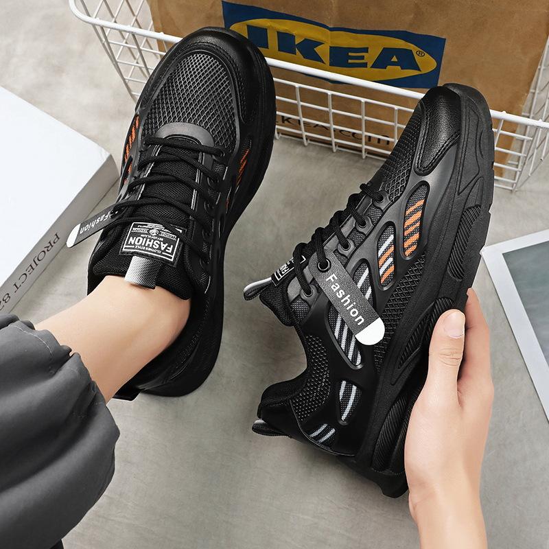 Breathable Mesh Shoes for Men Trendy and Versatile White Shoes Thick Soled Sports and Casual Sneakers Trendy Shoes