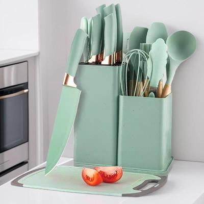 Набор из 19 предметов кухонной утвари из силикона с антипригарным покрытием, со шпателем, половником и ножом