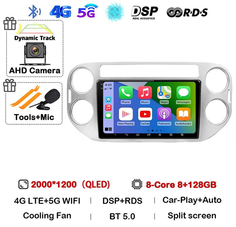 Android 14 Carplay Автомагнитола для VW Volkswagen Tiguan 1 NF 2006 2008-2013 2014 2015 2016 Мультимедиа GPS Видеоплеер Стерео