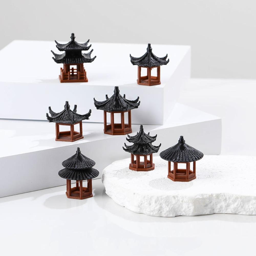 Decor Micro Landscape Hexagonal Miniature Pavilion Figurine Durable Mini Pagoda Statue