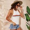 Spring and Summer Women's Vest Rainbow Colorful Hanging Neck Top Fashion Backless Knitted Tops Lace-up Undershirt Female Vest