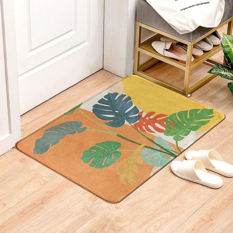 Green Plant Rainforest Leaf Carpet Living Room Carpet Hallway Balcony Doormat Kitchen Bathroom Non-slip Floor Mat Bedroom Rug