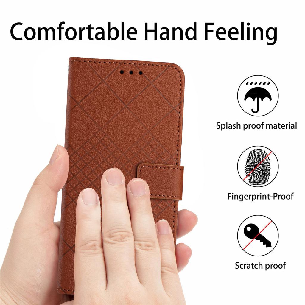 HT06 For Honor X8b 4G Case Leather Imprinted Rhombus Card Slots Phone Cover