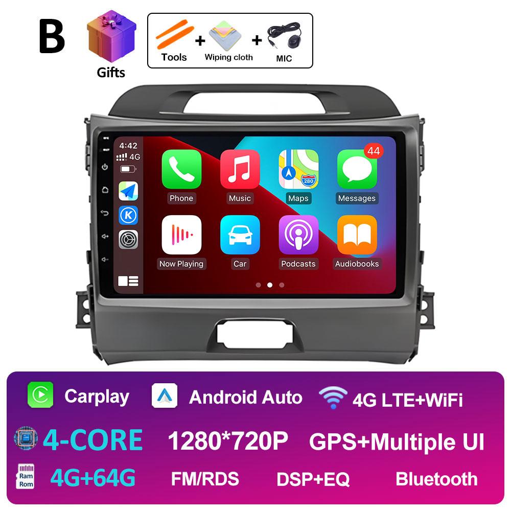 Автомагнитола для KIA Sportage 2010 2011 2012 2013 - 2016 Радиоплеер Интеллектуальная система Беспроводной Carplay Вентилятор охлаждения WIFI БЕЗ 2 din