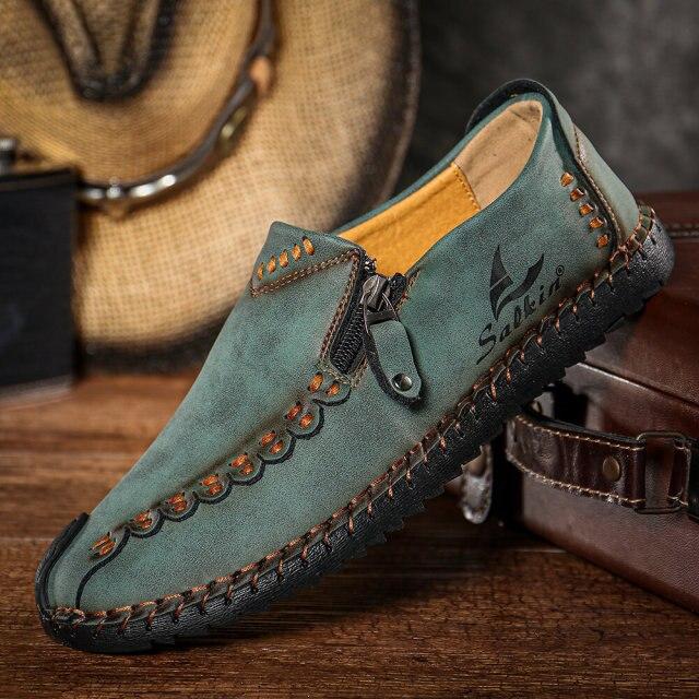New Fashion Men 'S Handmade Soft Genuine Leather Shoes Outdoor Waterproof Anti Slip Casual Mens Slip -On Shoe