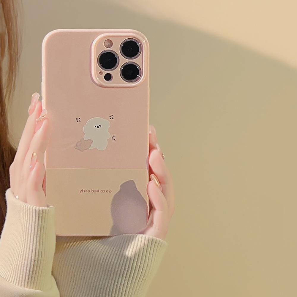 Простой мультяшный чехол для мобильного телефона 14pro Max 12 Apple IPhone 15 Медово-розовый 11 Милый Подходит для 16pro Мягкий