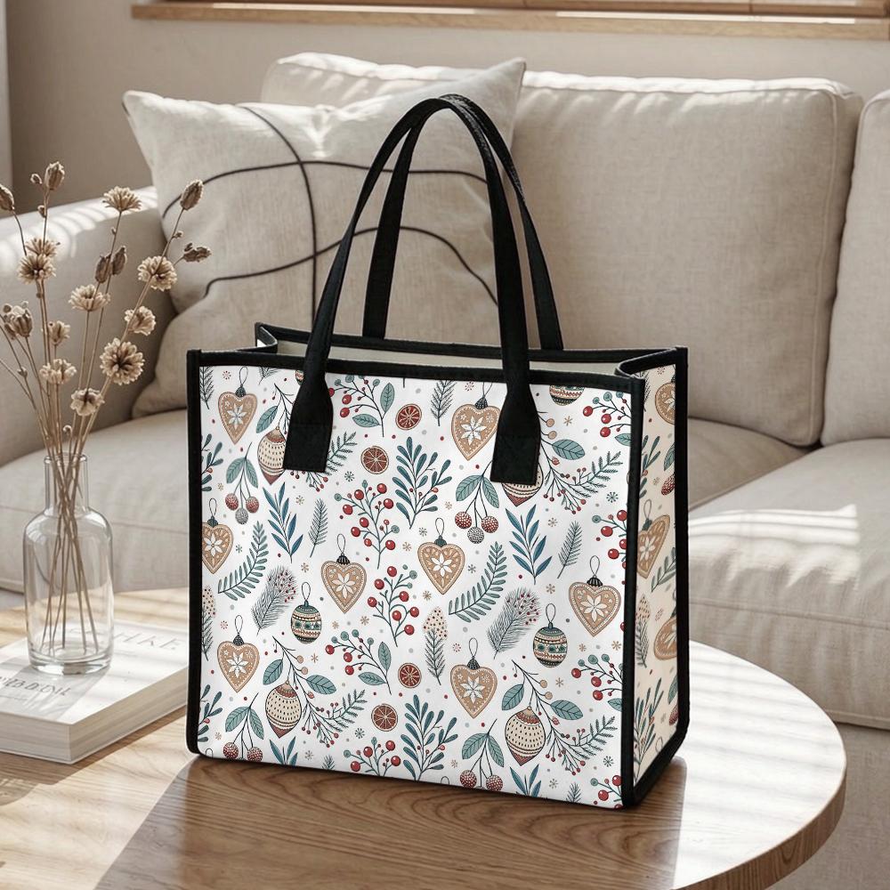 Christmas Pattern Tote Bag for Daily Shopping Casual Outdoor Travel Handbag