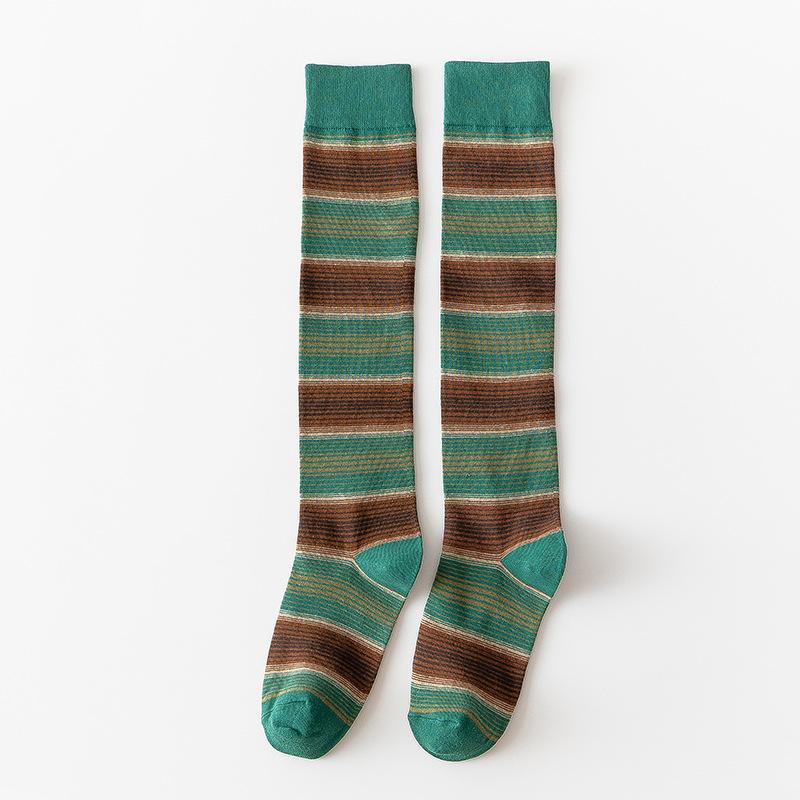 Женская весна и осень, личность, полосатый хлопок, стиль преппи, мило, все с гольфами до колена