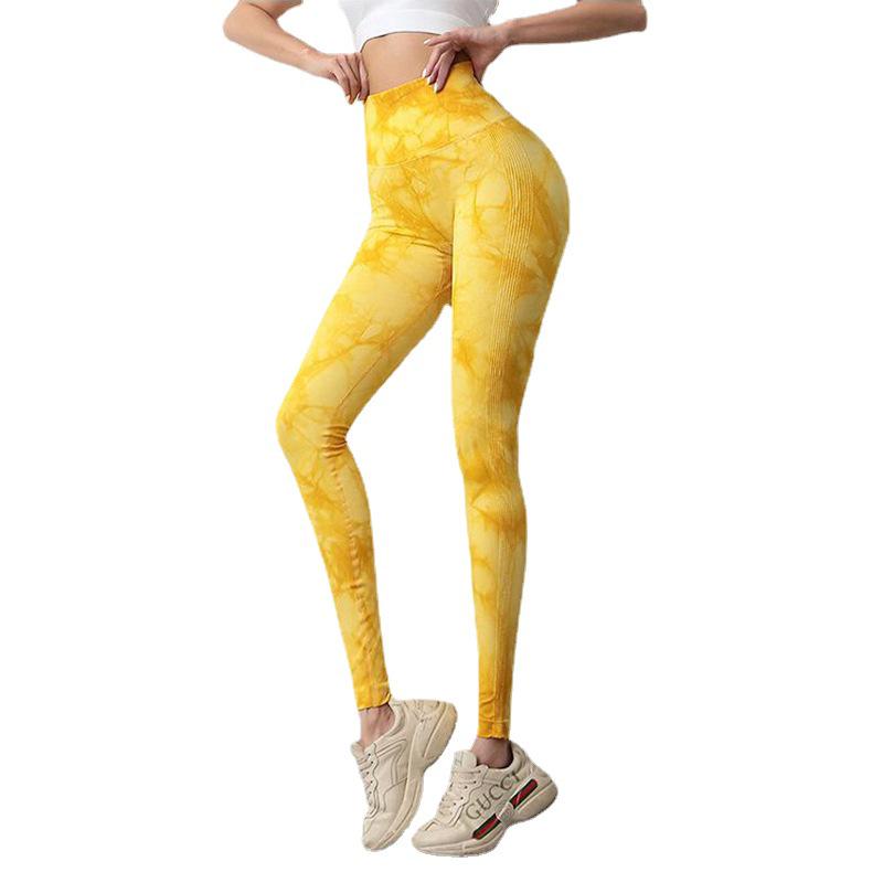 Леггинсы для йоги с высокой талией и эффектом пуш-ап, тай-дай - Женские штаны для фитнеса и тренировок