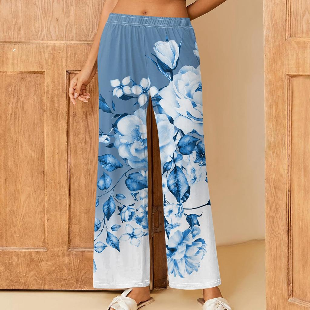 Women's Printed Casual Elastic Waist Comfortable Straight Tube Loose Pants