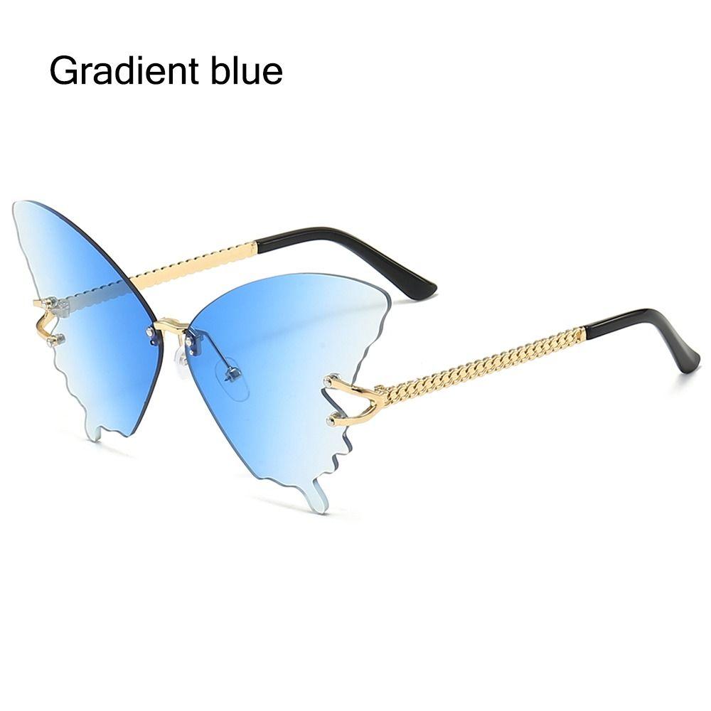 Rimless Butterfly Sunglasses Vintage Metal Frame Gradient Sun Glass Fashion Oversized UV400 Protection Shades Ladies Y2K Eyewear