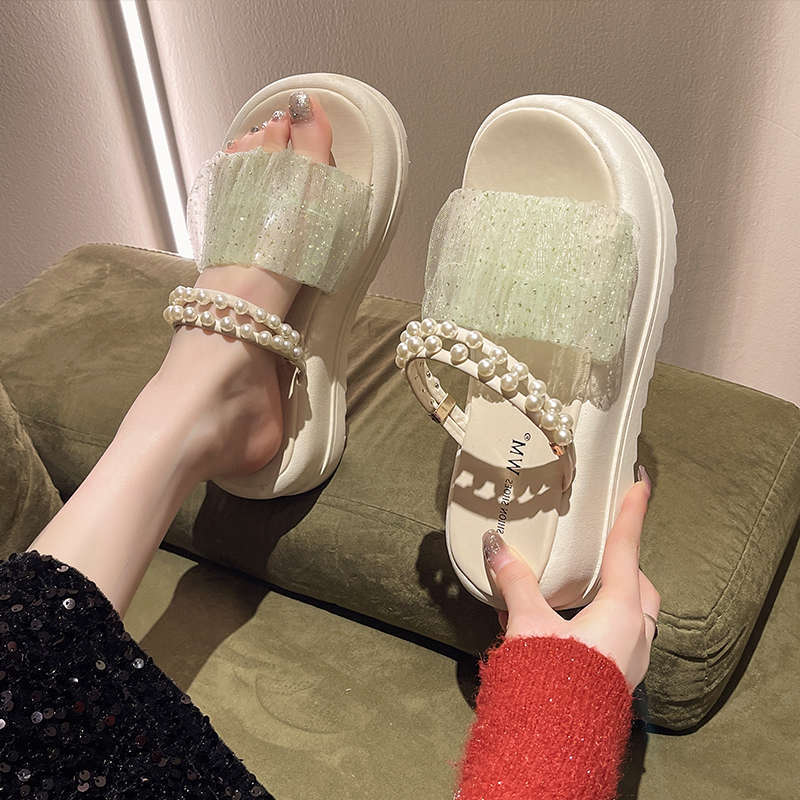 Stepping On Shit Sandals Women's 2025 Summer New Thick-soled Heightening One Pedal Casual Shoes with Skirts Two Wear Cool Slippers