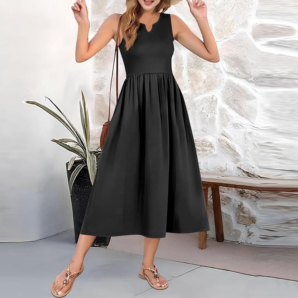 Женское платье без рукавов с цветочным принтом и высокой талией, модное и элегантное