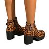 Женская обувь больших размеров новая европейская и американская с круглым носком на платформе на высоком каблуке ботинки Мартин с леопардовым принтом модные универсальные