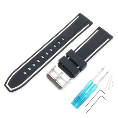 Эксклюзивный резиновый ремешок BLANCPAIN x Swatch без бренда с двойными линиями черного и белого цвета, ширина ушка 22 мм