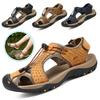 Летние мужские кожаные сандалии, походная уличная пляжная обувь, нескользящие мягкие мужские повседневные спортивные сандалии, забродные кроссовки на платформе