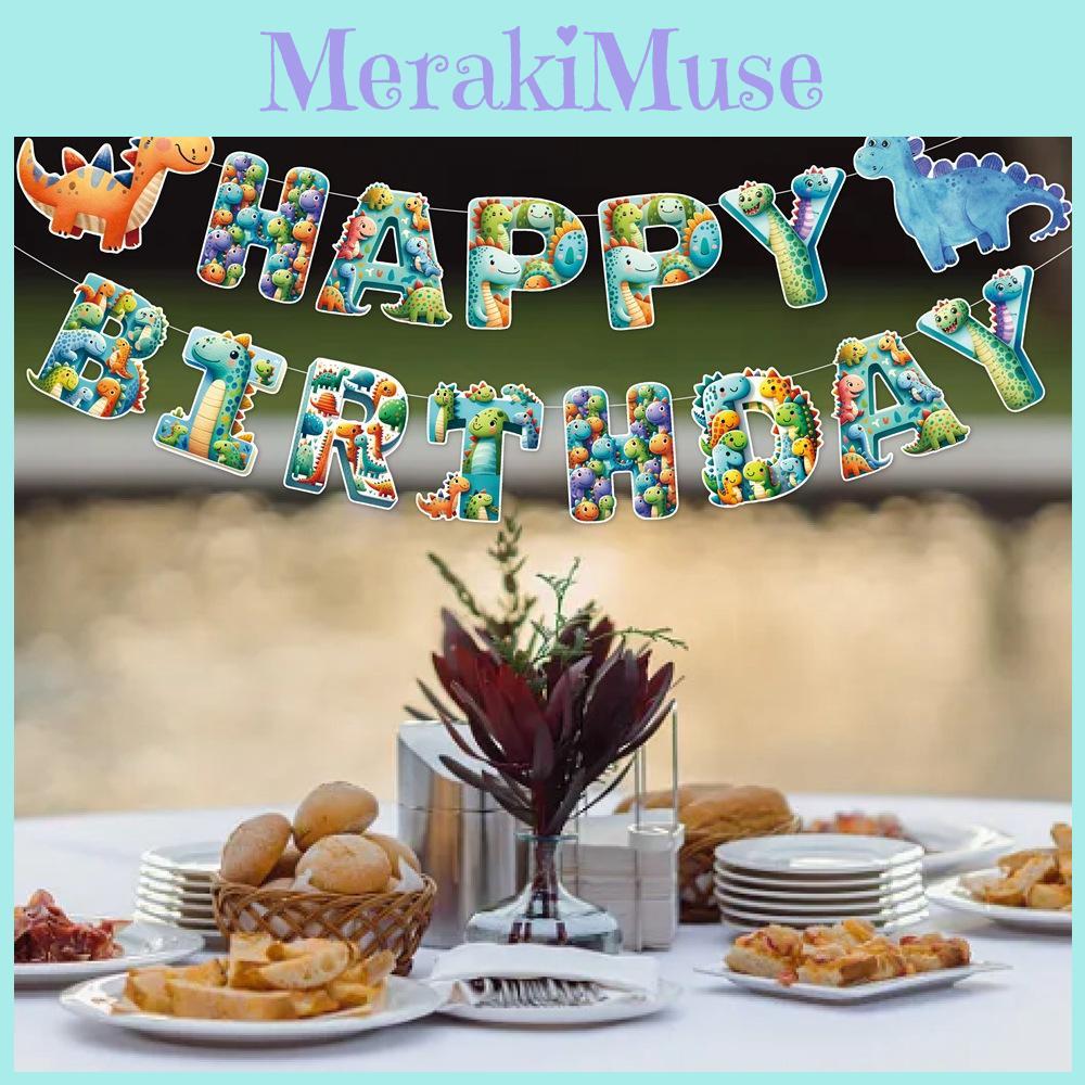 Dinosaur Party Decorations Banner And Spiral Hangings For Childrens Birthday Event