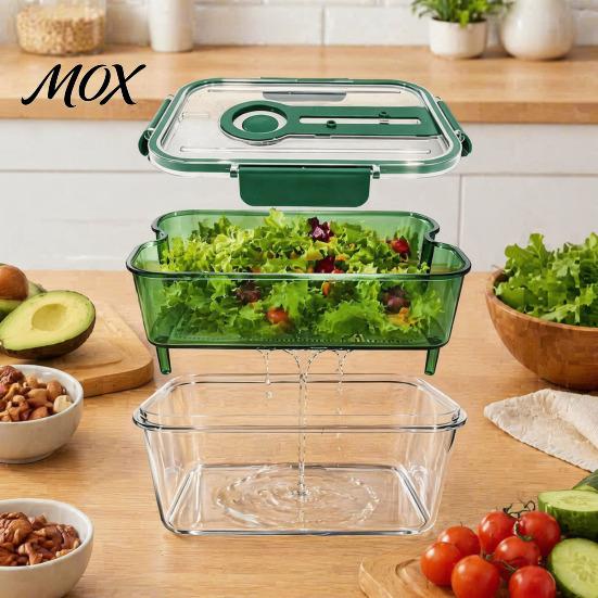 Breathable Food Container Crisper Box, with Mesh Drain Strainer, Tofu Whey Refrigerator Organizer Bin Separation Container, for Fresh Fruit Vegetable