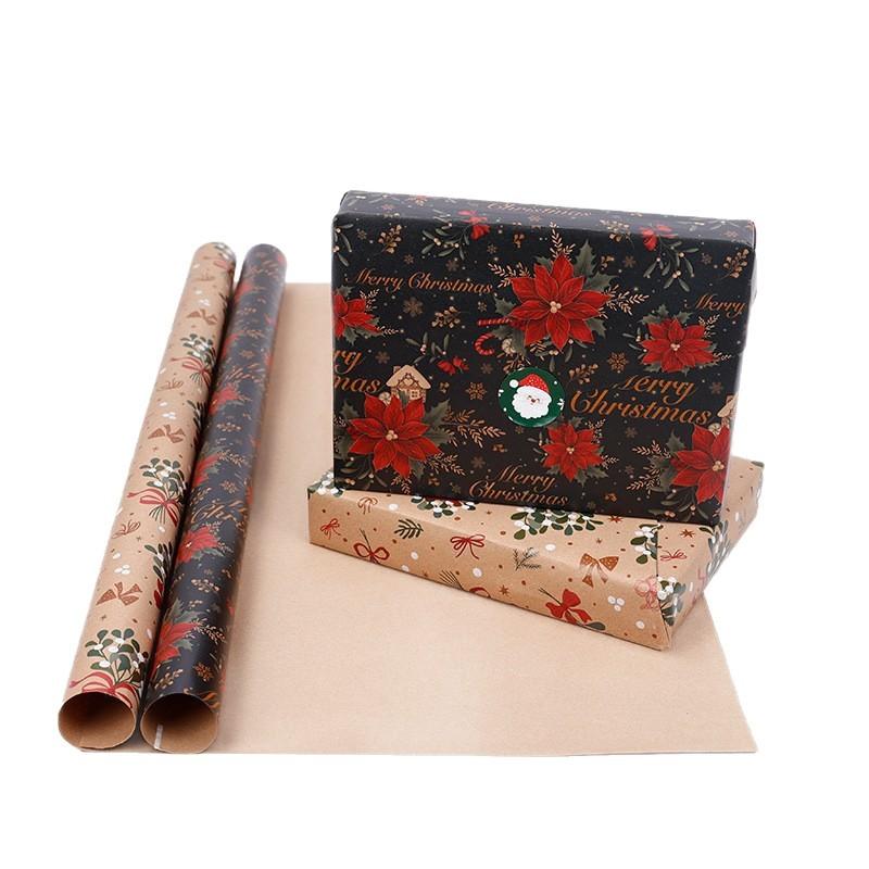 Xmas Gift Paper High-Quality Vintage Gift Wrapping Paper Brown Kraft Paper Recyclable For Wedding Christmas Winter Holiday