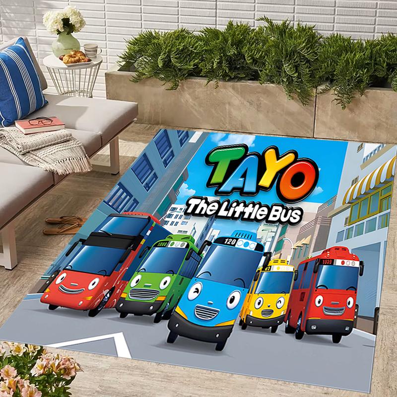 1pc Tayo The Little Bus1 Design Area Rug - Non-Slip, Soft & Cozy Floor Mat for Living Room, Bedroom, Office - Indoor/Outdoor Decorative Carpet