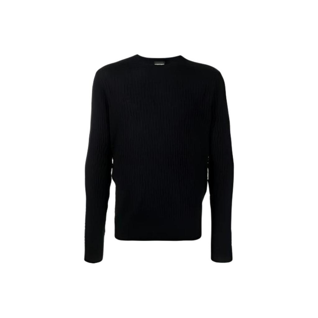 Emporio Armani Мужской вязаный пуловер с узором "елочка" Черный 3K1MX9-1MZSZ-920