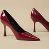 Fashion New Women Shoes Pointed Toe Pumps Patent Leather Dress Red 8CM High Heels Boat Shoes Shadow Wedding Shoes for Wedding Women